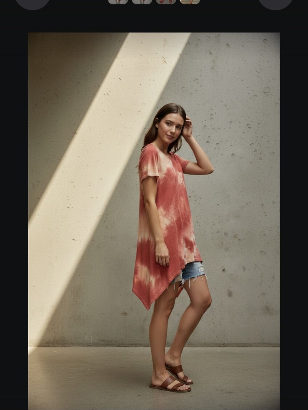 Umgee Tie-Dye Shark Bite Hem Tunic Top | Women’s Medium | 100% Cotton